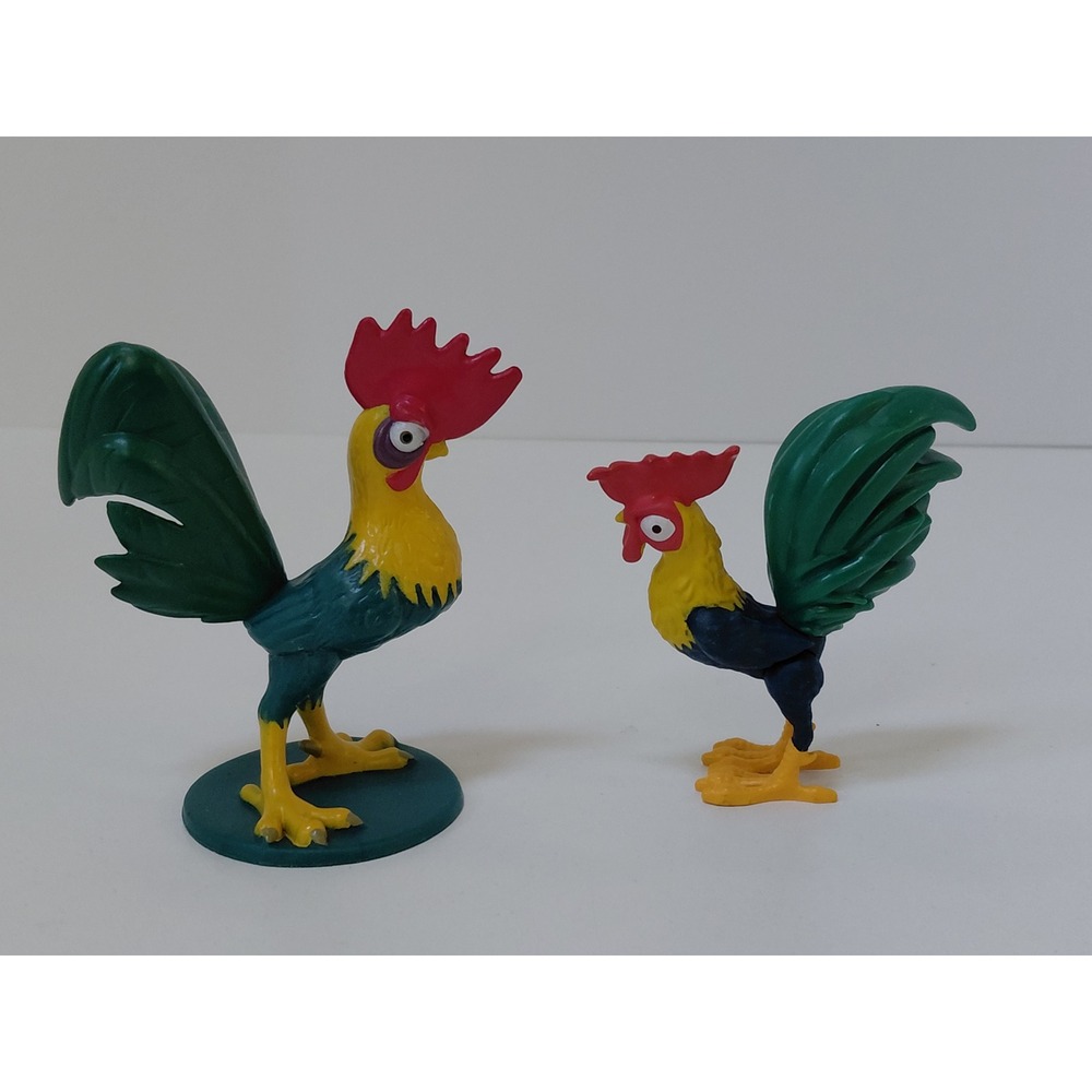 Disney Moana Hei Hei Rooster Figurine Set 3 Inch Plastic Toy Figures 2 Count VTG